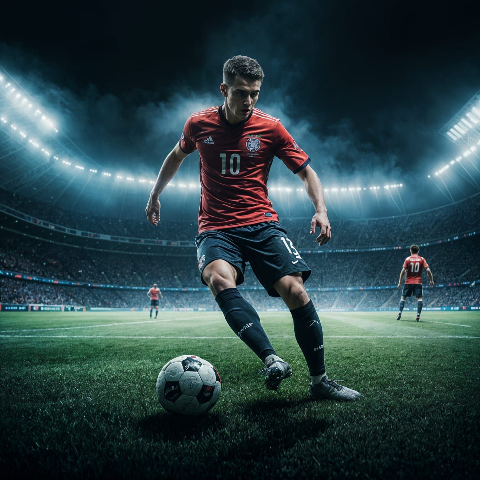 Footballer Kicks Penalty Kick