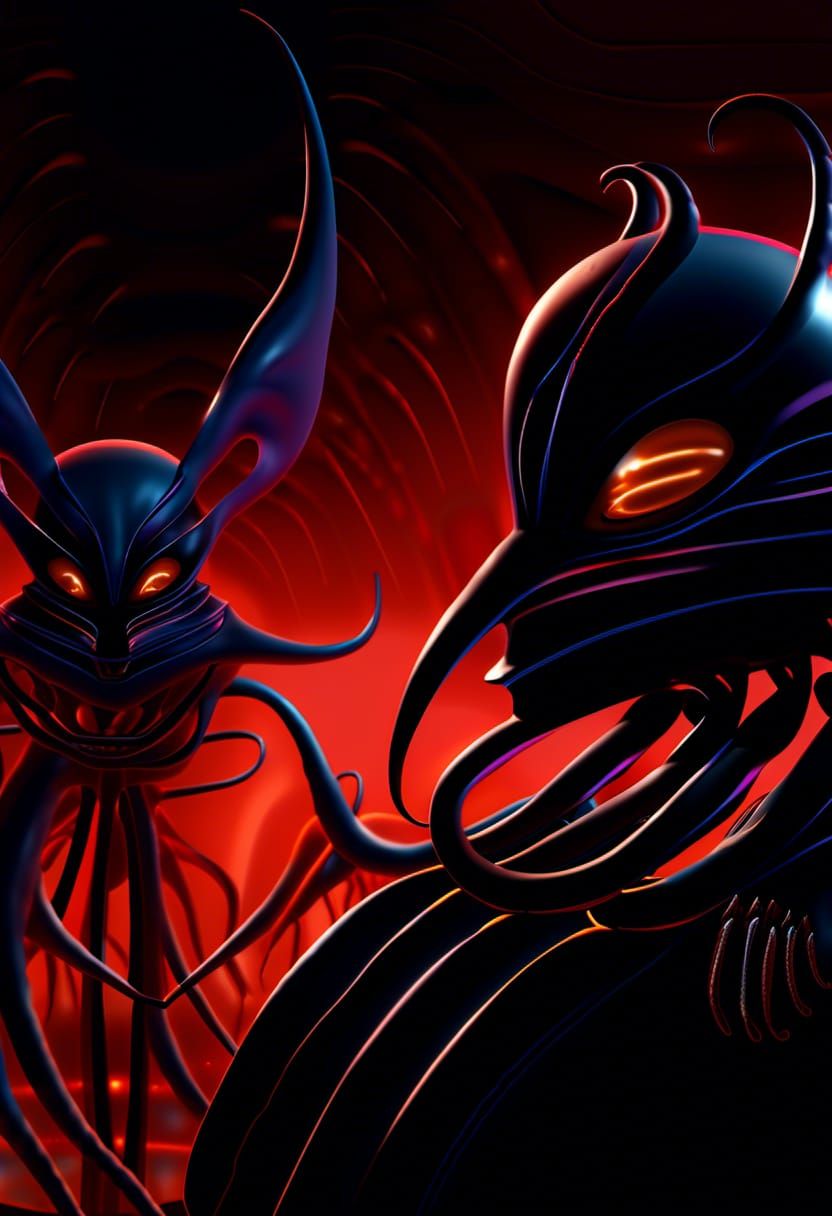 Cartoon Aliens in Surreal Biomechanical Style