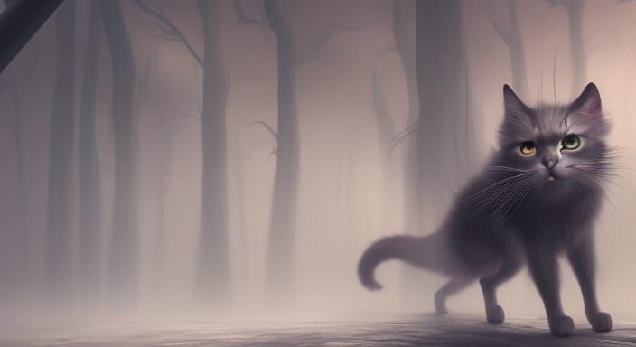 Ethereal Cat Ghost in Atmospheric Fog