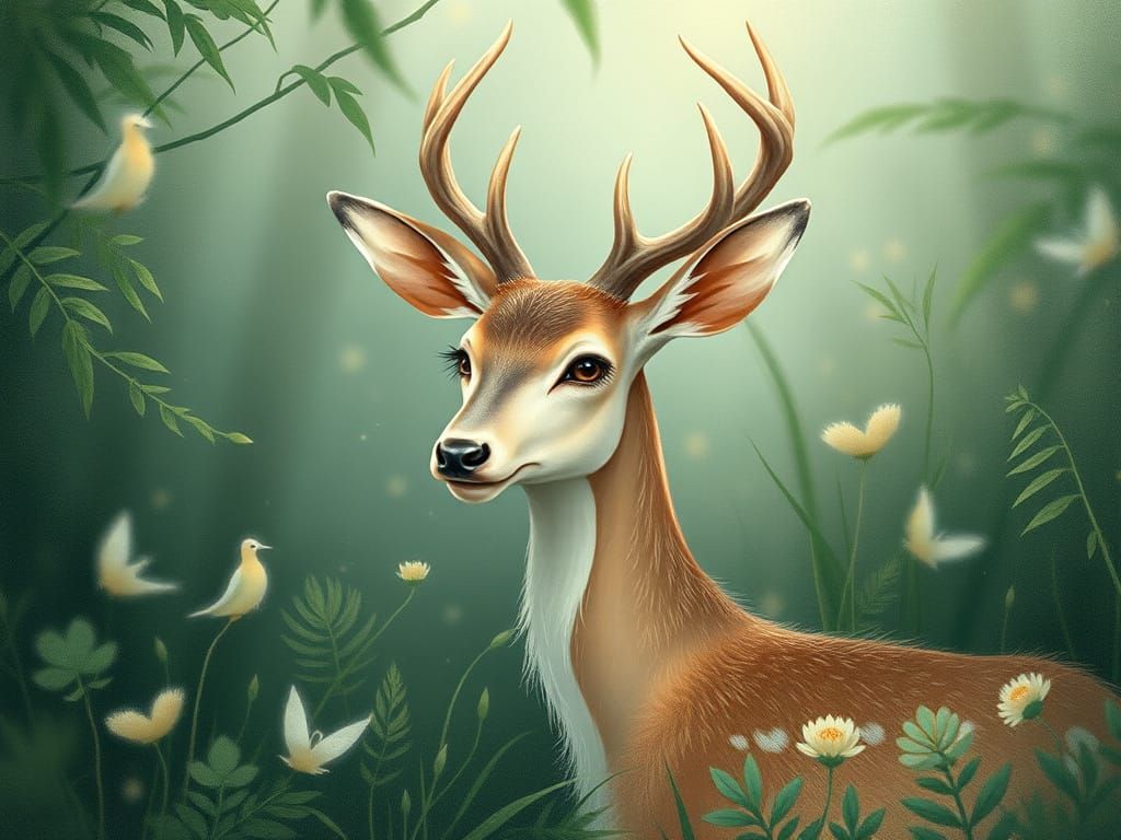 Serene Deer in Dreamy Ethereal Style