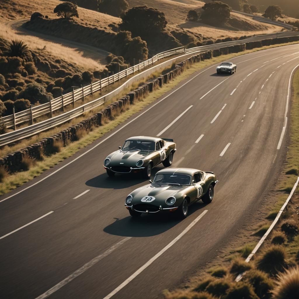 Jaguar E-Type vs Mustang: Hyperrealistic Cinematic Race