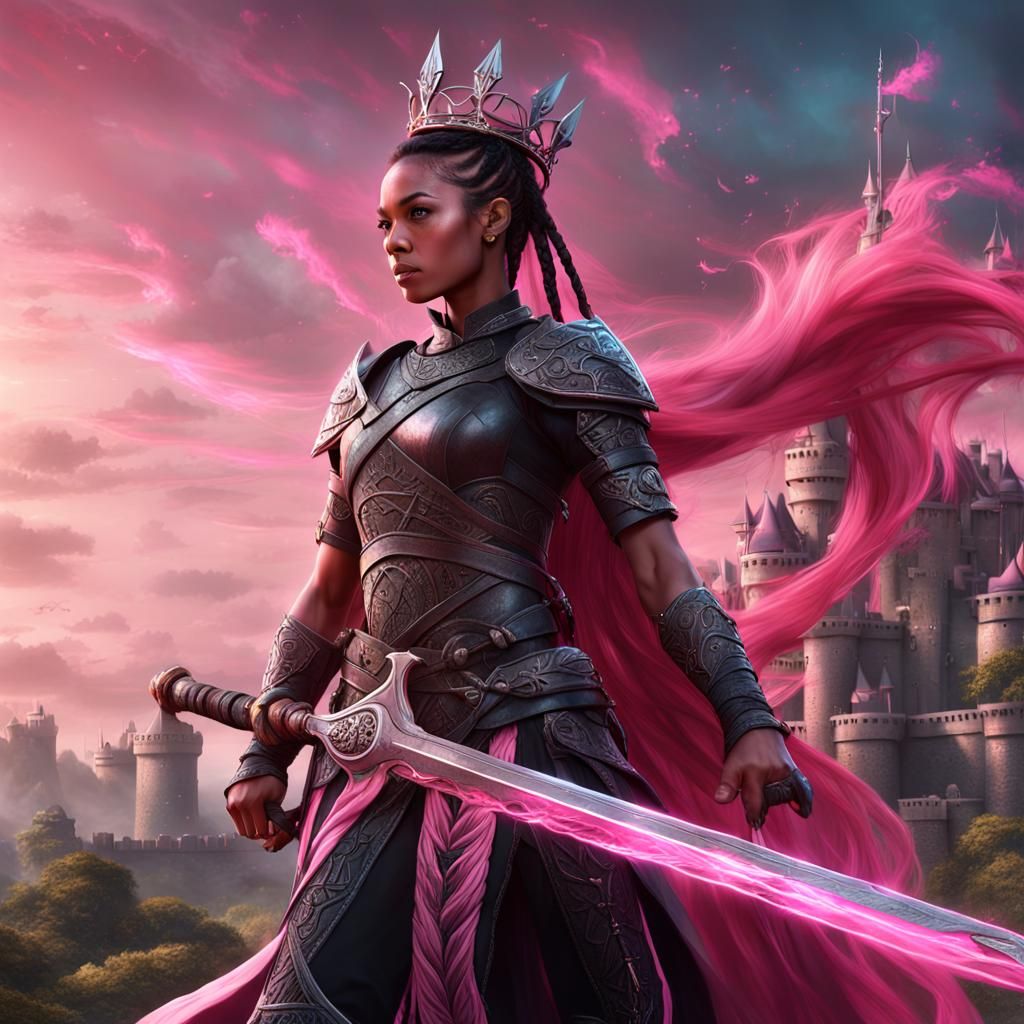 Warrior Goddess with Sword in Fantasy Art Style