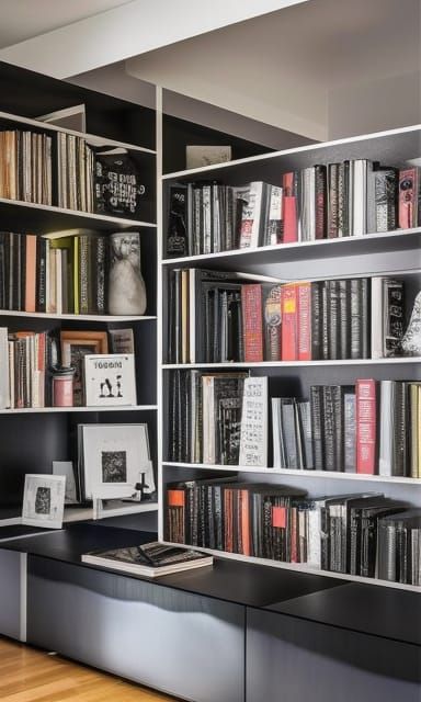 Books and Shelves in Mixed Media Style