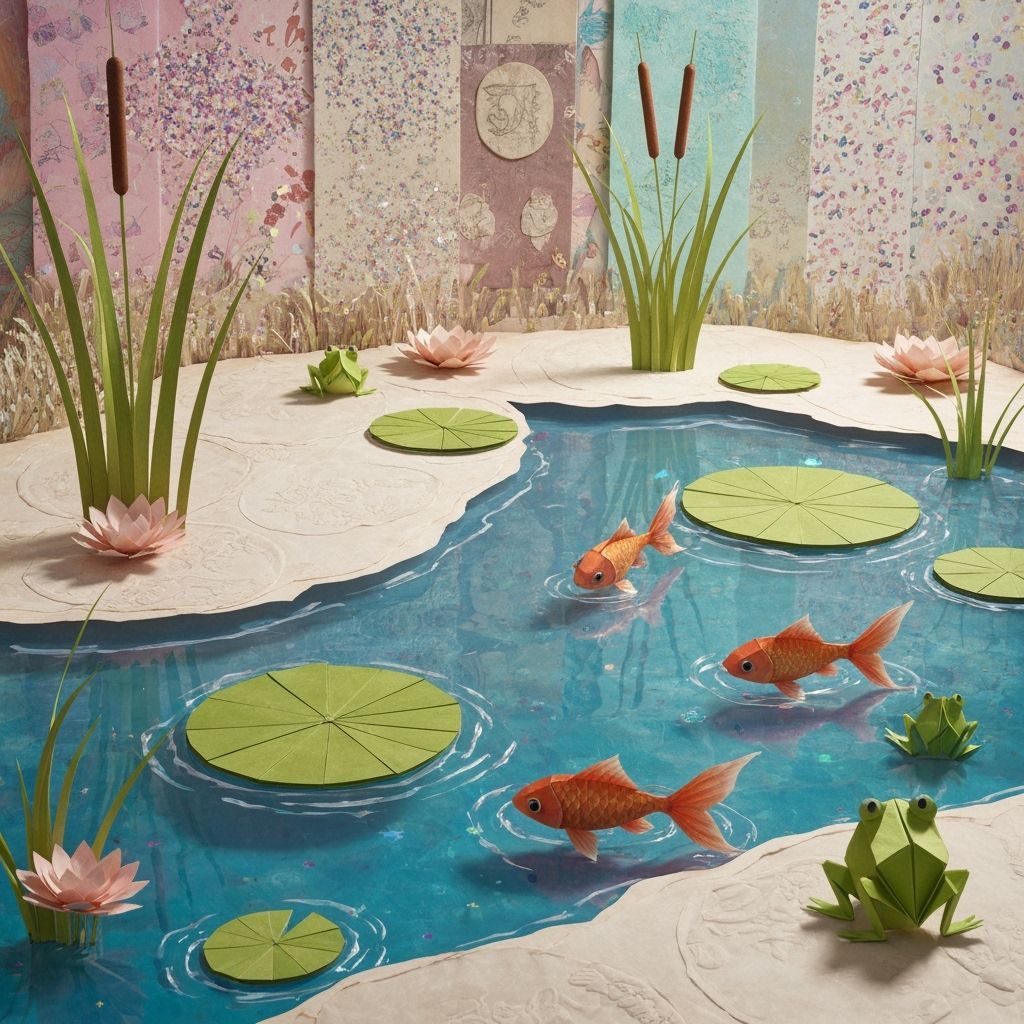 Dreamy Lily Pond Still Life in Takashi Murakami Style