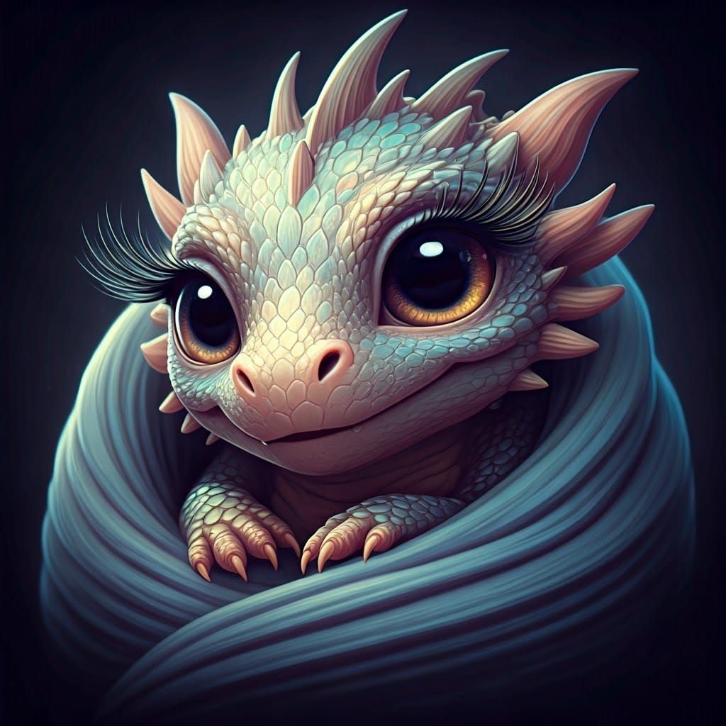 Iridescent Baby Dragon Dream in Baroque Style