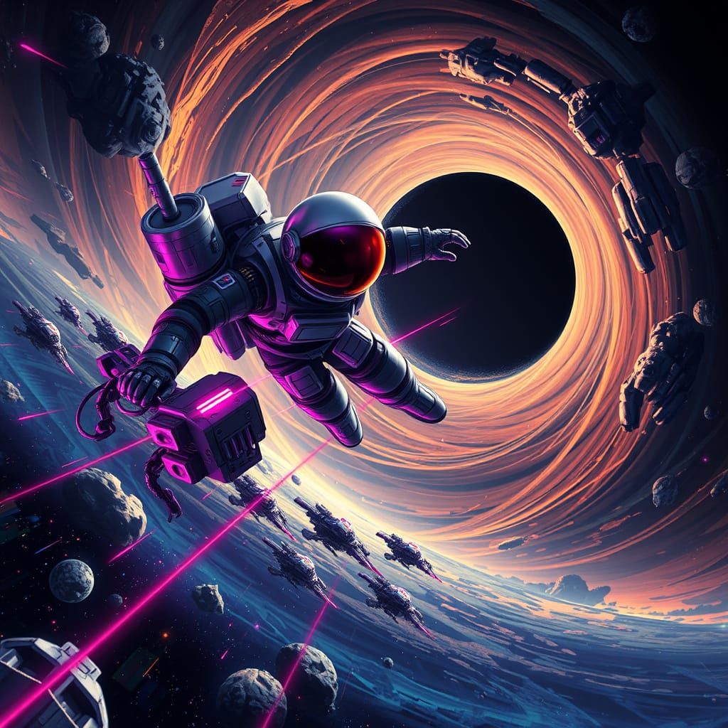 Cosmic Escape in Neon Futurism