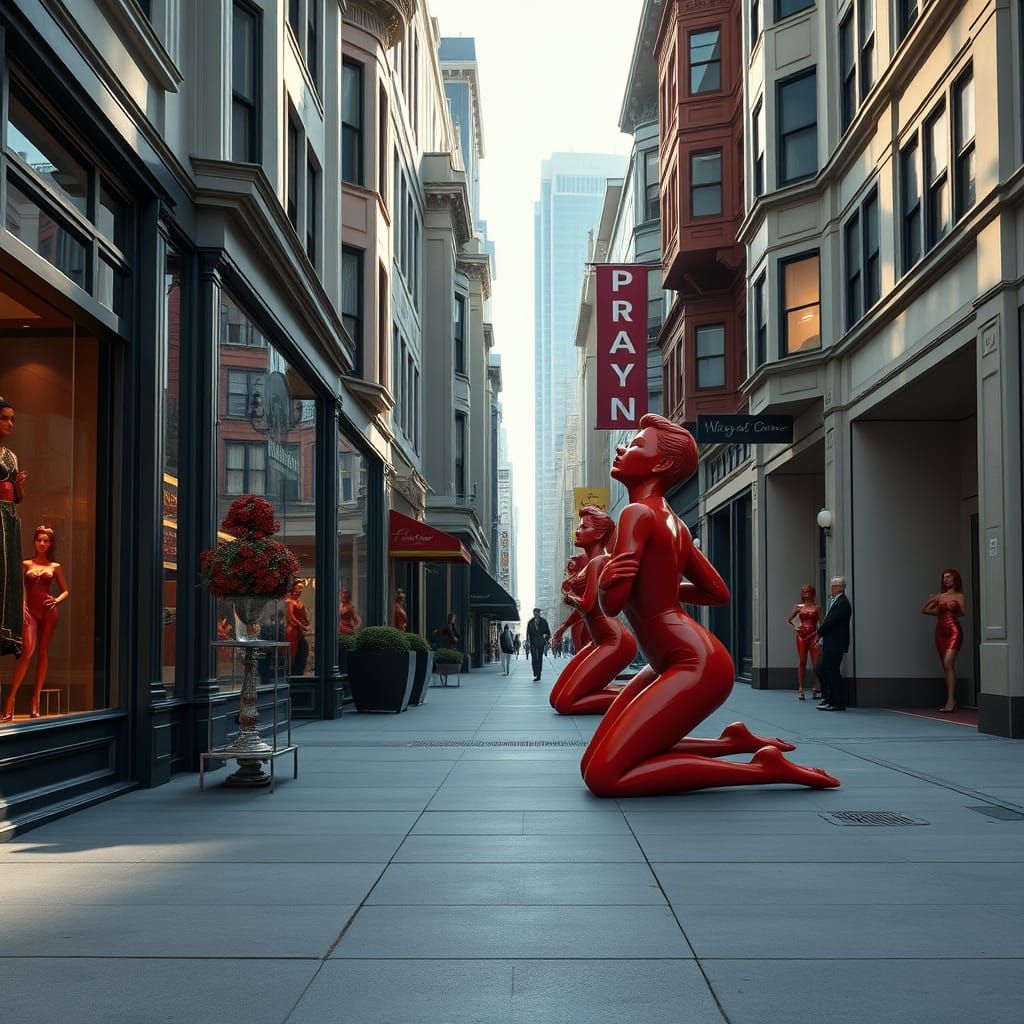 Luxurious San Francisco Street with Pin-Up Statuettes