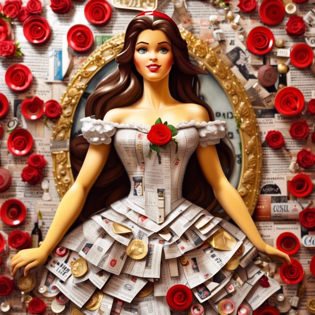 Princess Belle in Recycled Newspaper Dress