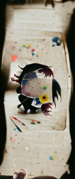 Kandinsky-Inspired Chibi Figure in Emo Tumblr Style
