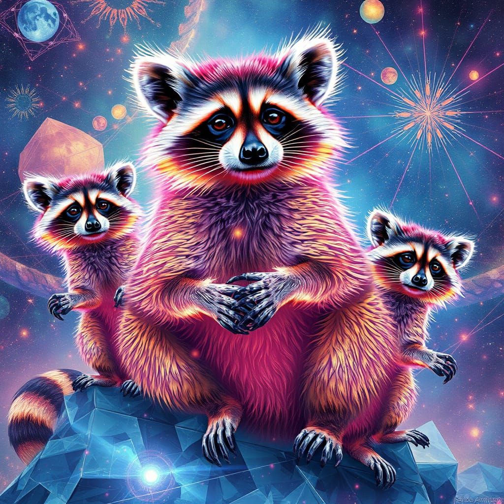 Cosmic Raccoons in Holographic Astral Landscape