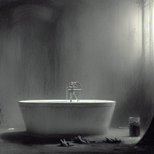 Horror Bathtub in Style of Gustave Doré