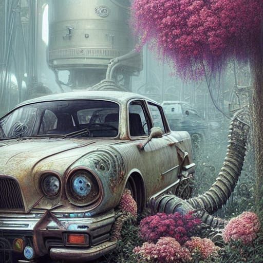 Cosmic Fantasy: Flowers and Dystopian Art