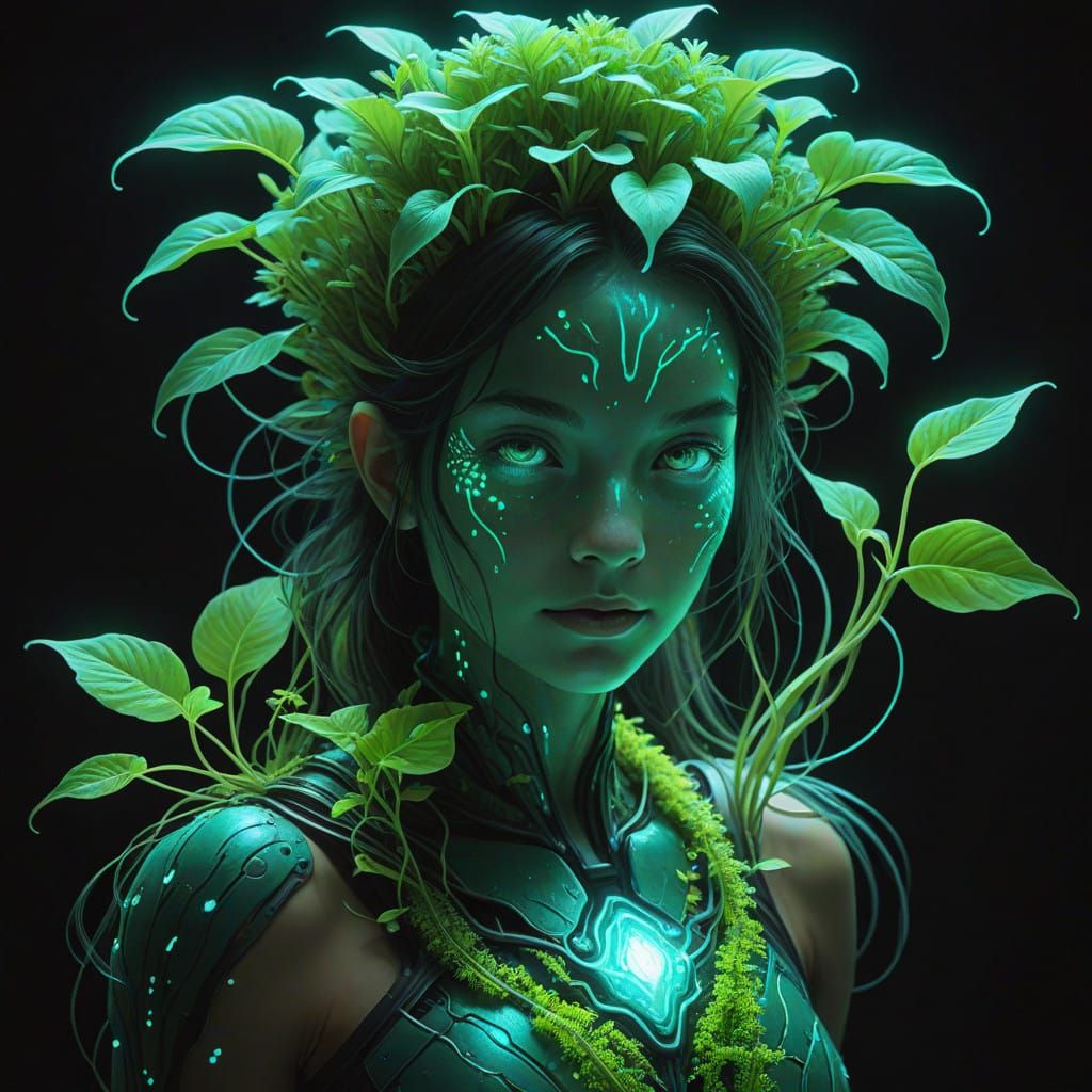 Glowing Plant Goddess Emanates Ethereal Aura