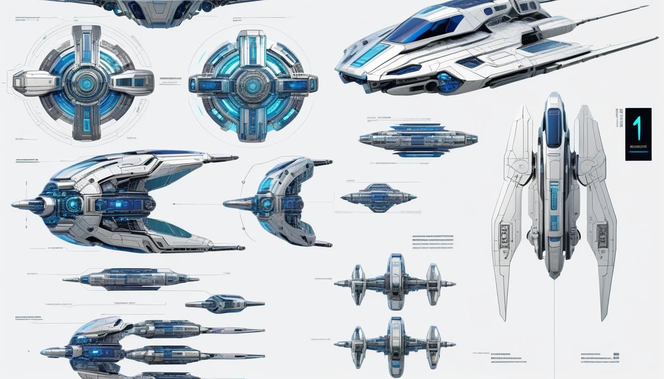 Blueprints schematics futuristic starship img2img