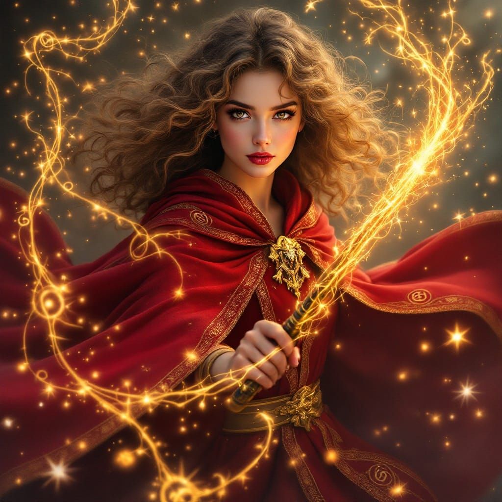 Young Witch Casting Spell in Ethereal Digital Art