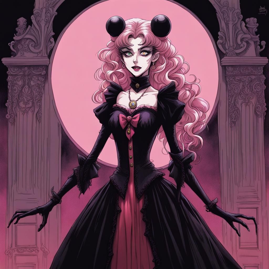 Wicked Lady from Sailor Moon as a Tim Burton character