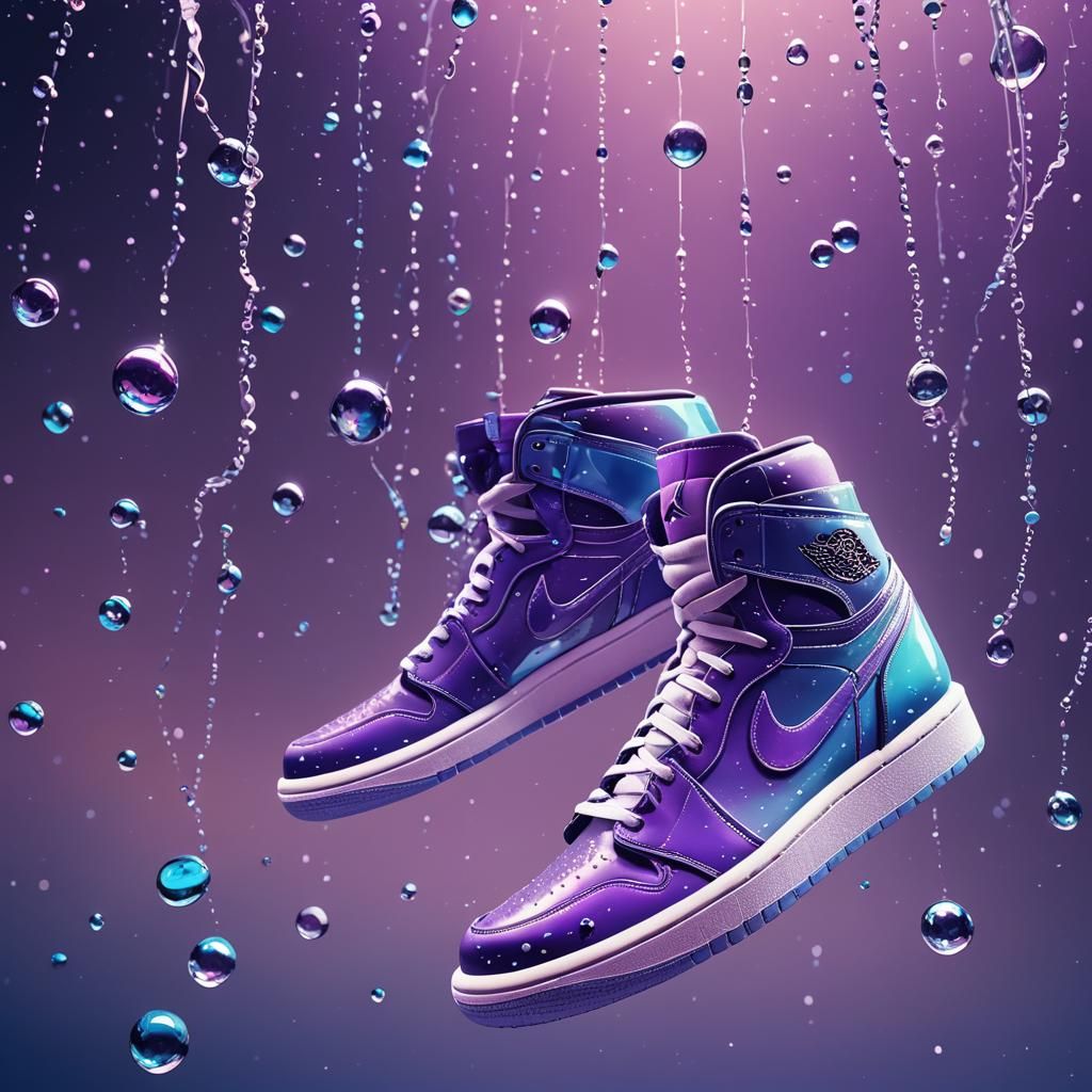 Air Jordan 1 Shoes Floating in Surreal Space