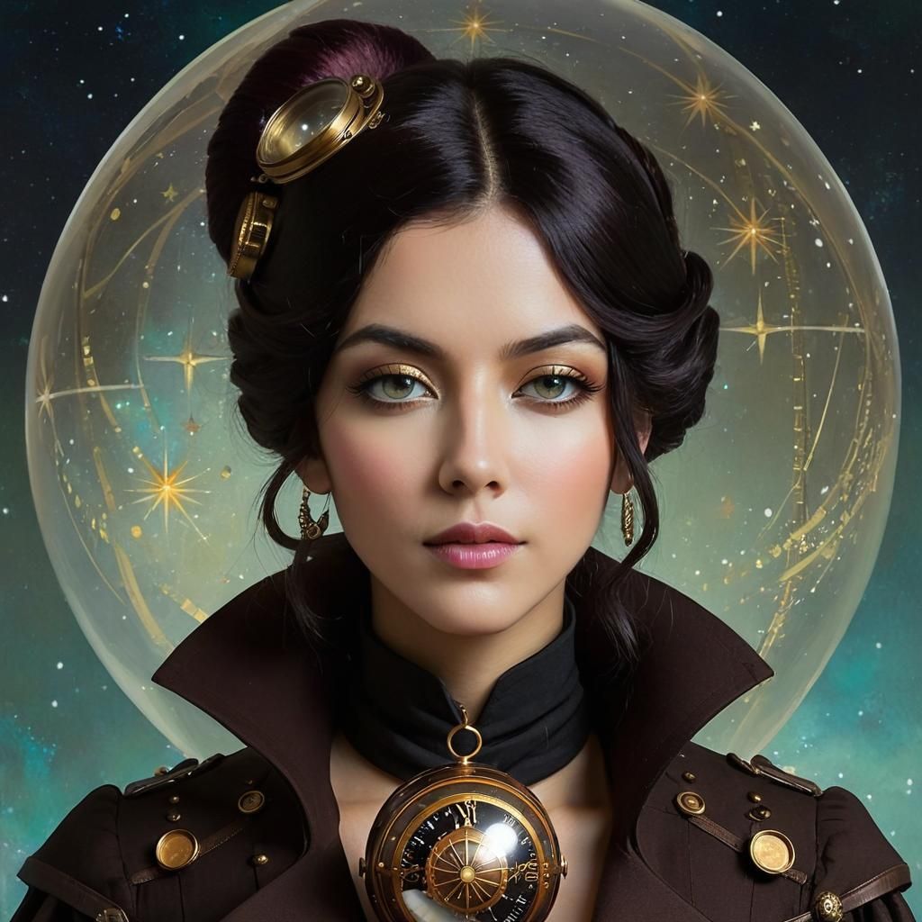 Steampunk Astral Portrait in Mixed Media