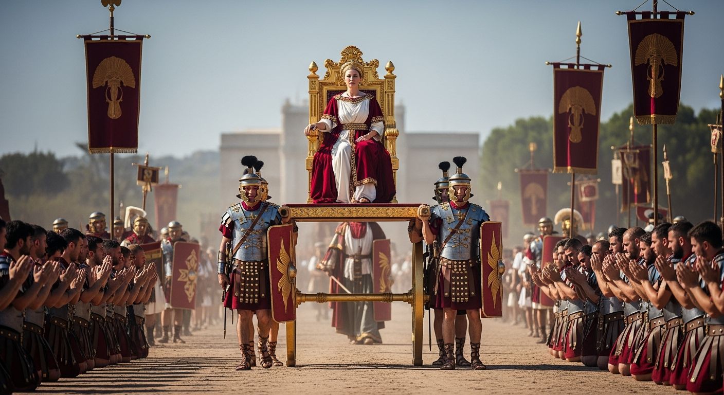 Triumphant Roman Empress Parade in Photorealistic Style