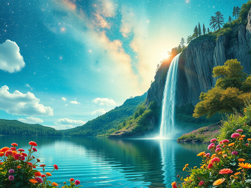 Cosmic Lake Oasis in Emerald Galaxy