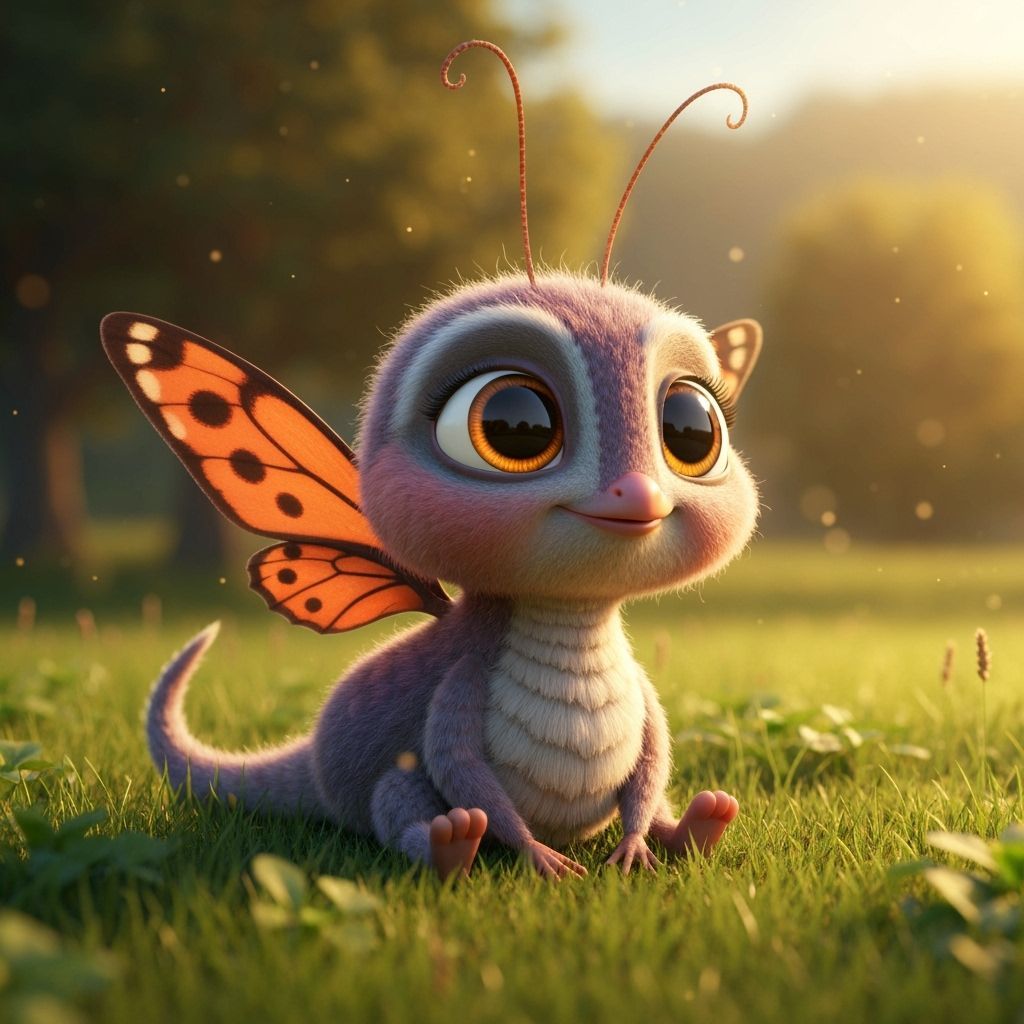 Cute Baby Butterfly-Ladybird Hybrid in Meadow