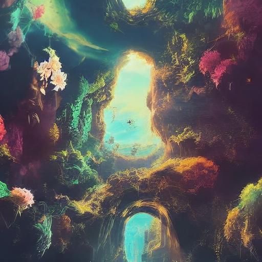 Surreal Mediterranean Seaport Cityscape in Dreamlike Illustr...