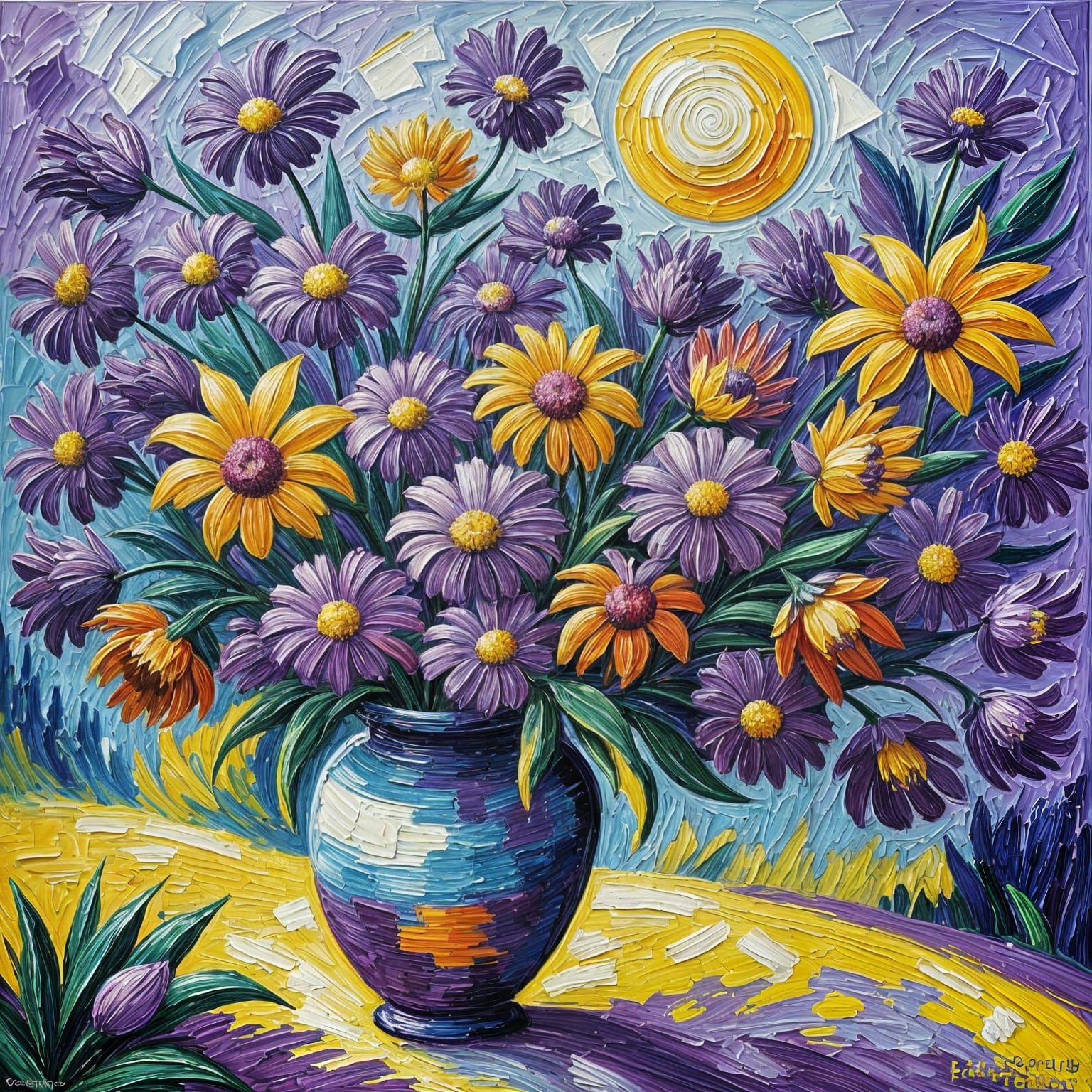 Vibrant Neo-Impressionist Oil Painting with Expressive Brush...