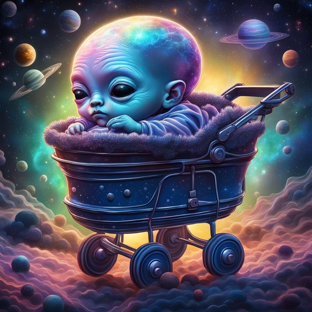 Alien Baby As Holographic Cosmic Illustration