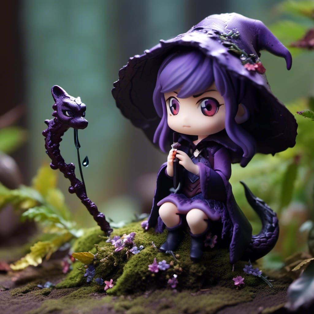 Fantasy Witch Girl with Earth Dragon in 3D Art