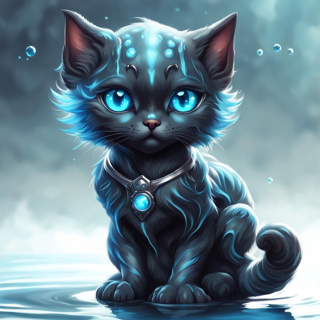 Cybernetic Angel-Demon Kitten Digital Art