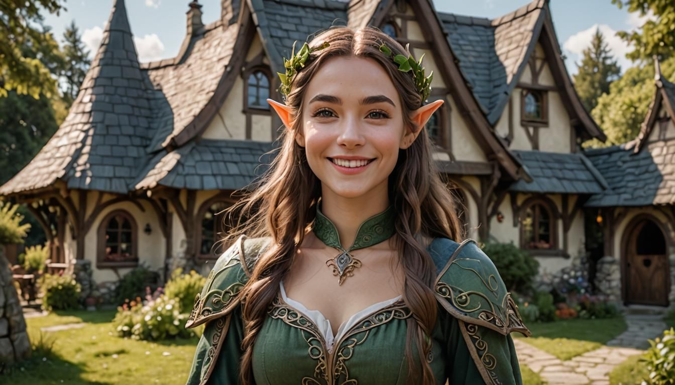 Enchanting Elven Princess in Cottage, Professional Photograp...