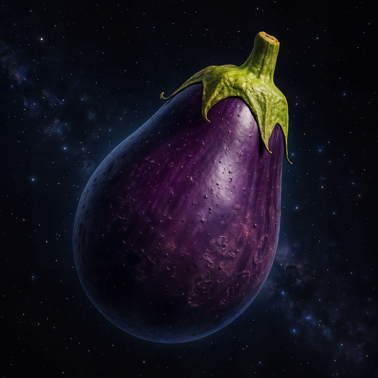 Detailed CGI Eggplant Planet in Outer Space