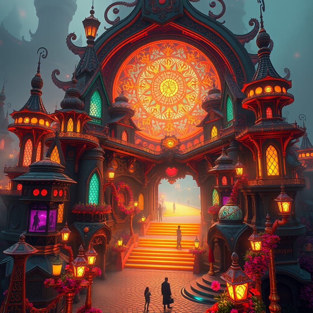 Enchanted Fantasy Realm in Vibrant, Glowing Colors