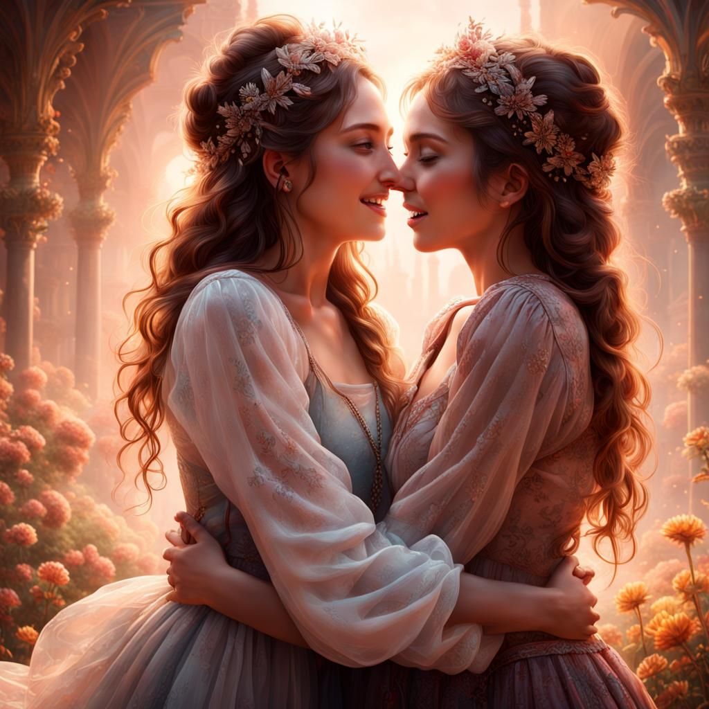 Joyful Embrace: A Digital Matte Painting of Love