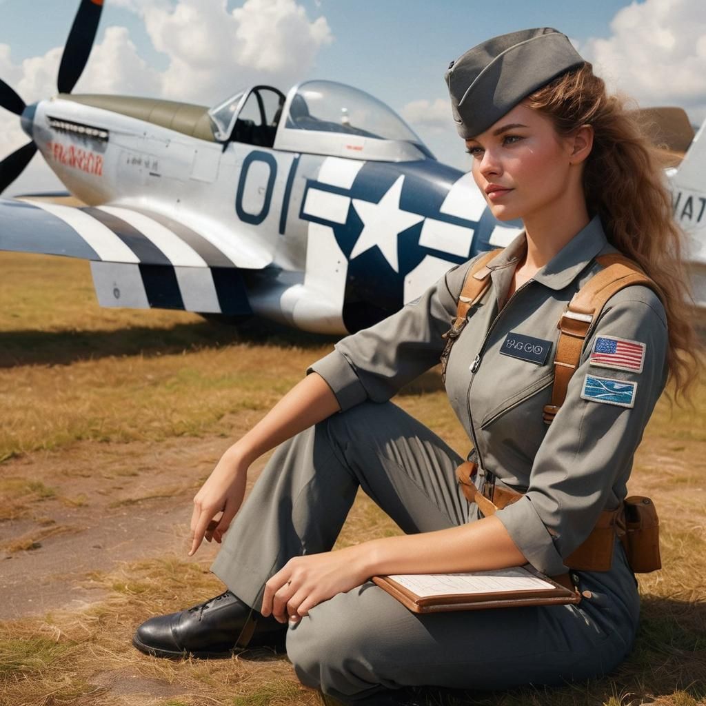 Young Pilot in Plane Cockpit: Digital Portrait