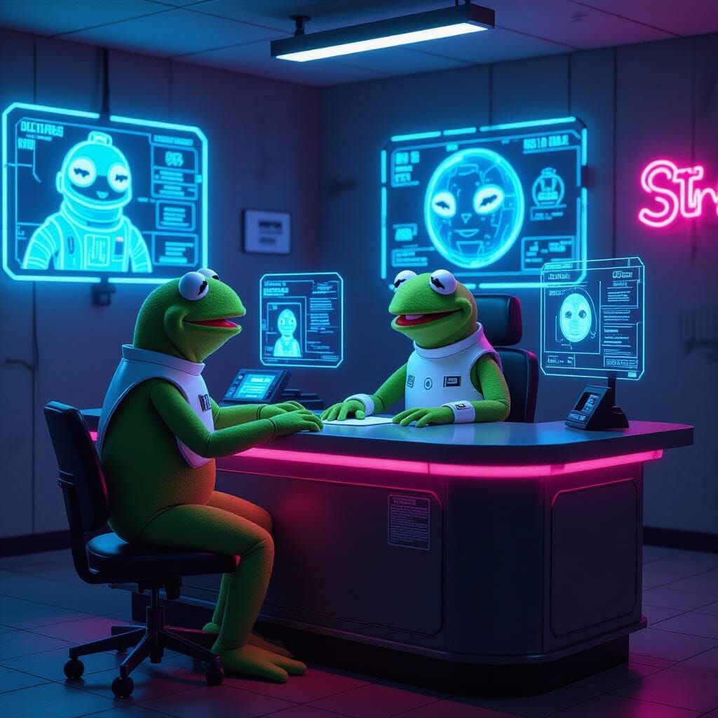 Kermit in Cyberpunk Community Center