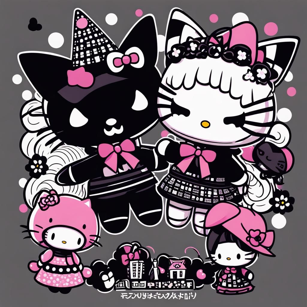 Kuromi, Kerpoppi, and Hello Kitty Together