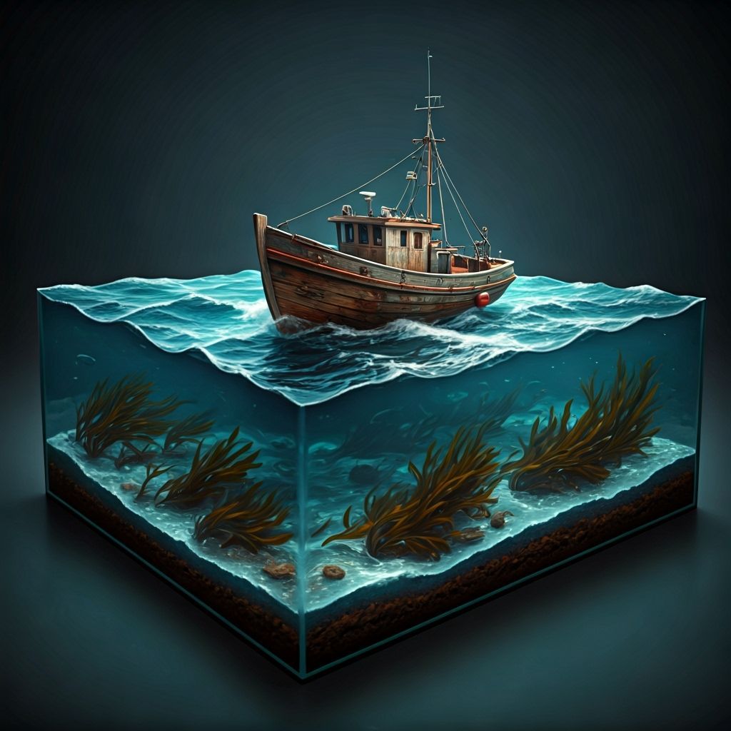 Fishing Boat in Glass Container: Imaginative Realism