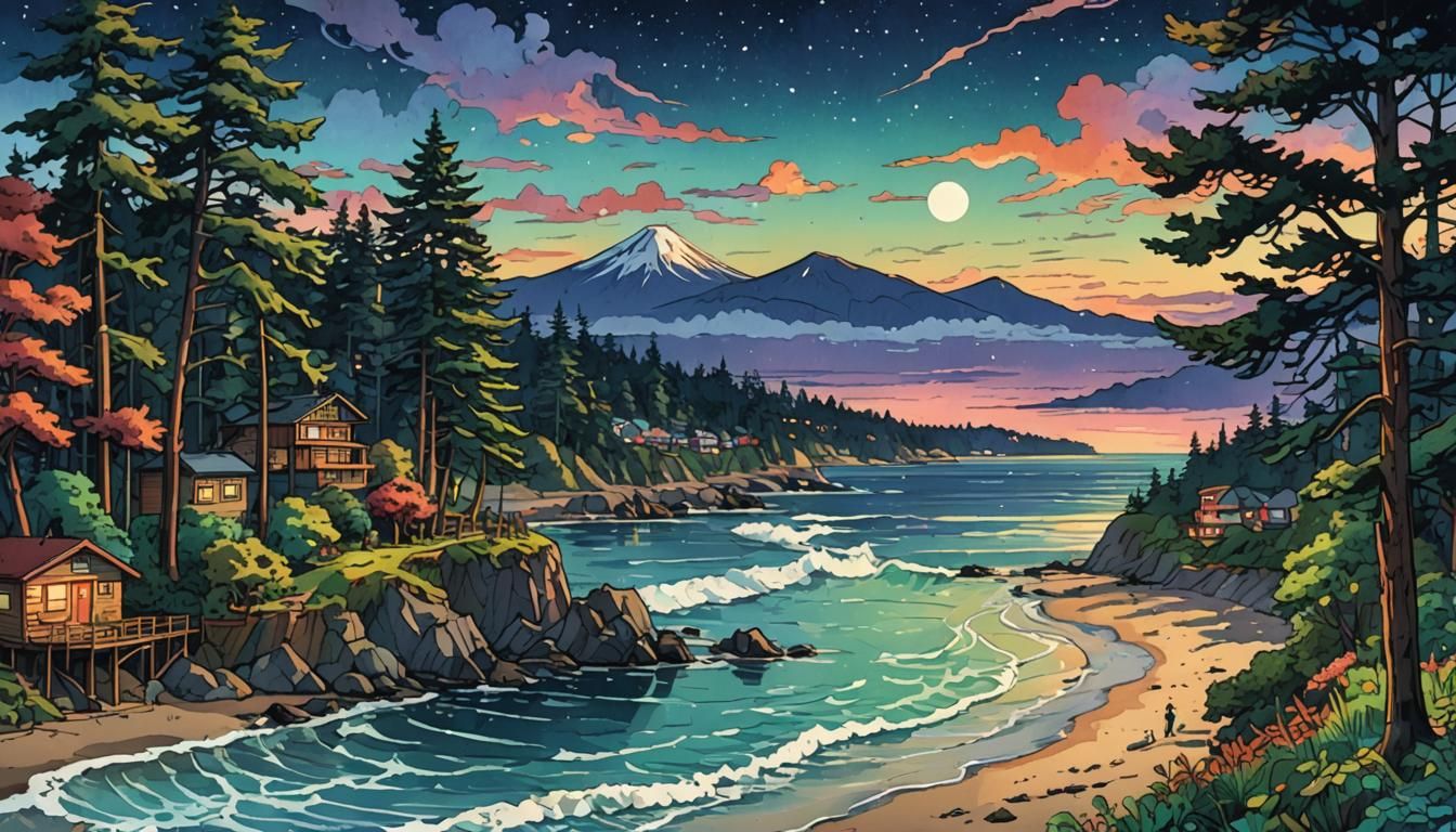 Psychedelic Seaside: Pacific Northwest Gouache Art