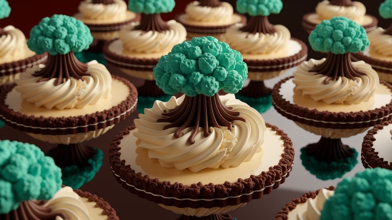 Surreal Ice Cream Islands in Alcohol Ink Style