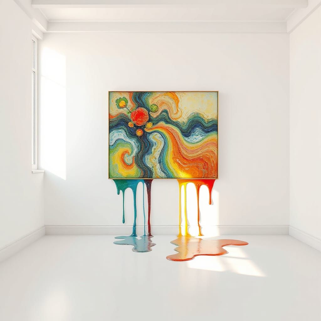 Vibrant Colors Dripping Down a White Wall