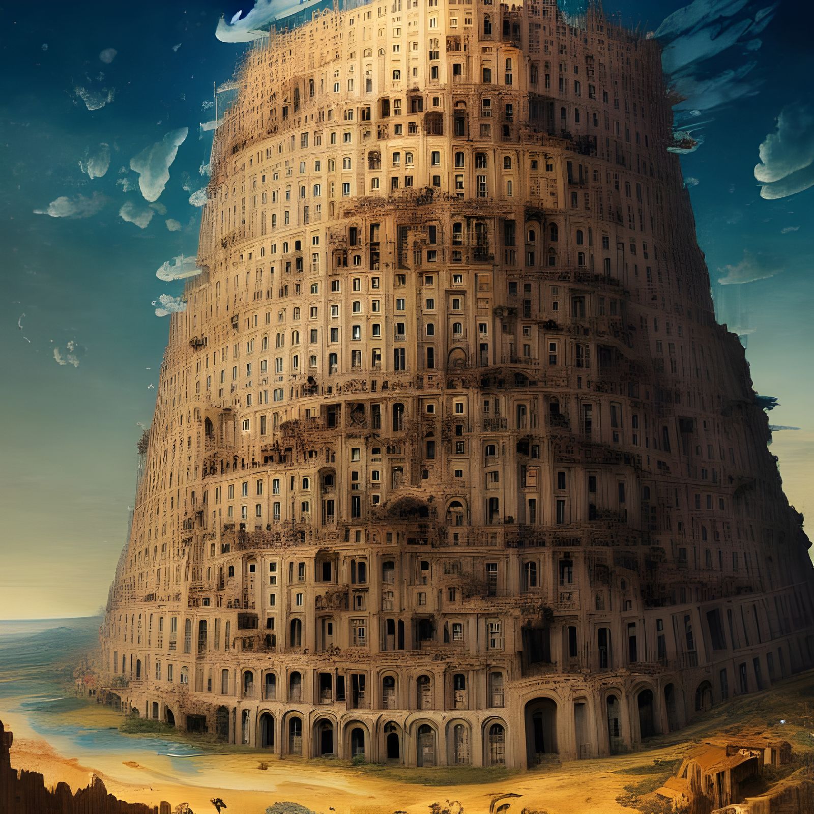 Renaissance Tower of Babel Ascending to Heaven