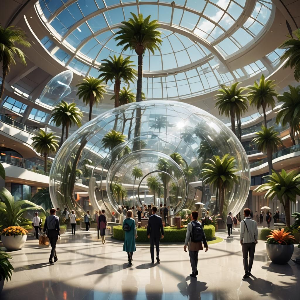 Futuristic Space City Encapsulated in Glass Dome