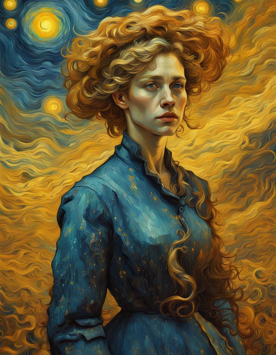 Woman in Van Gogh Style: Detailed Matte Painting