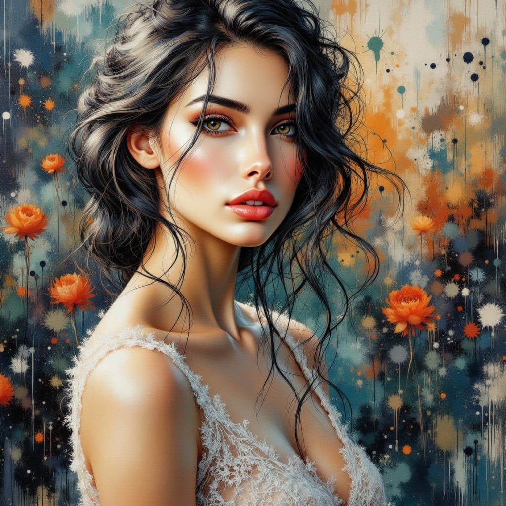 Art Nouveau Portrait of a Radiant Woman