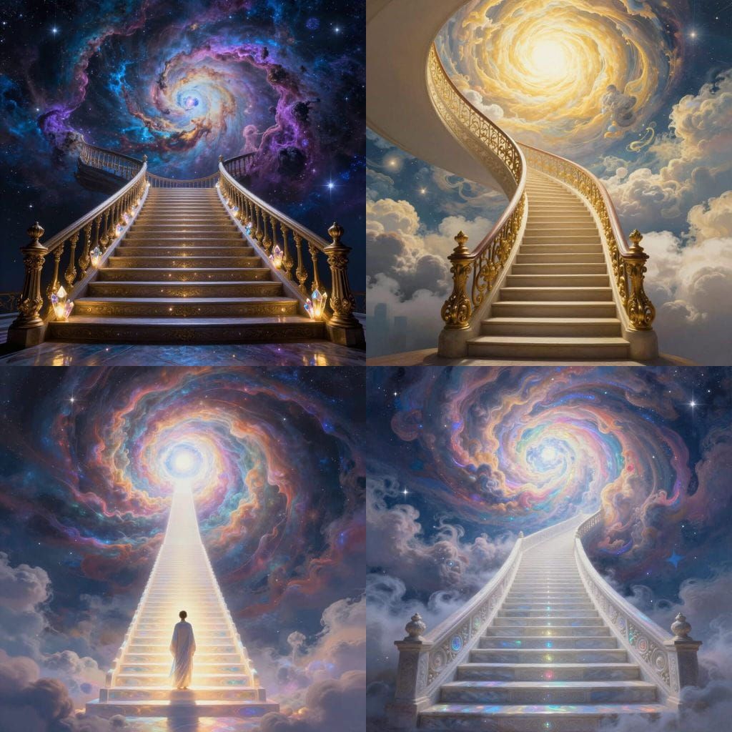 Stairway to Heaven Ascending into Clouds