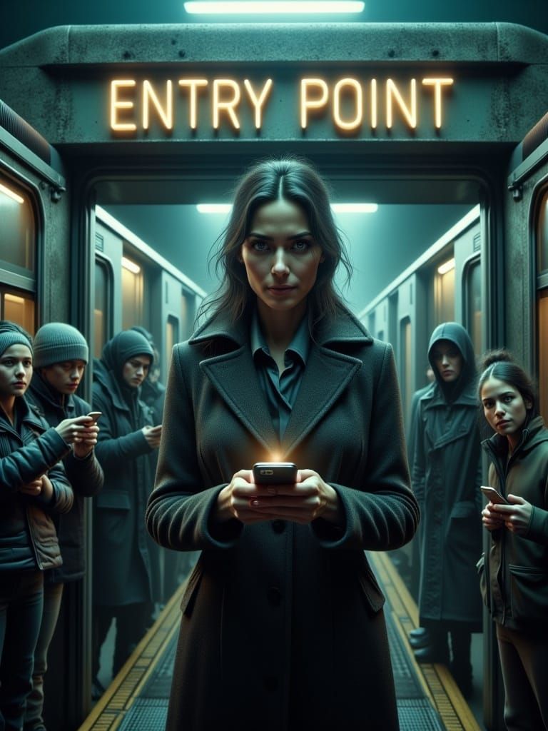 Suspenseful Train Station Scene in Hyperrealism Style