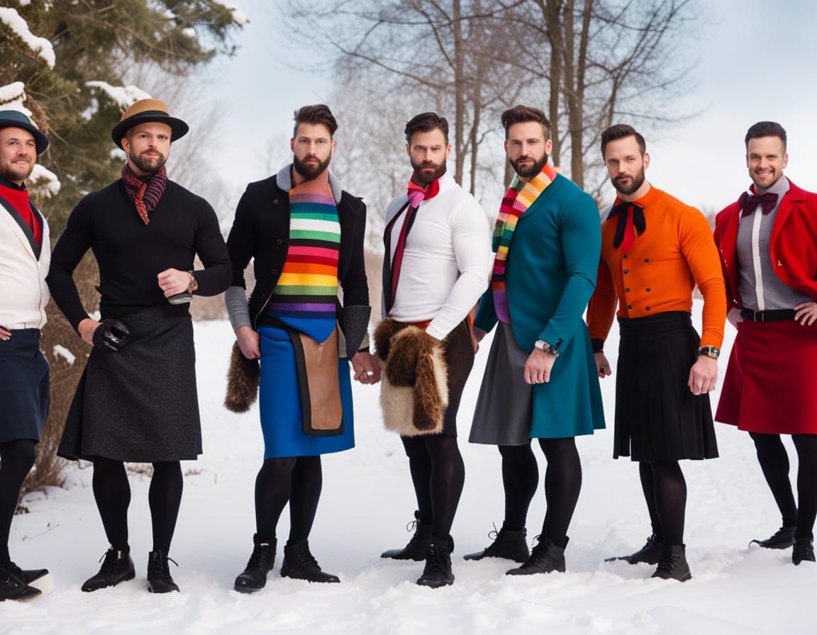 Men's Winter Fashion: Skirts at a Gay Party