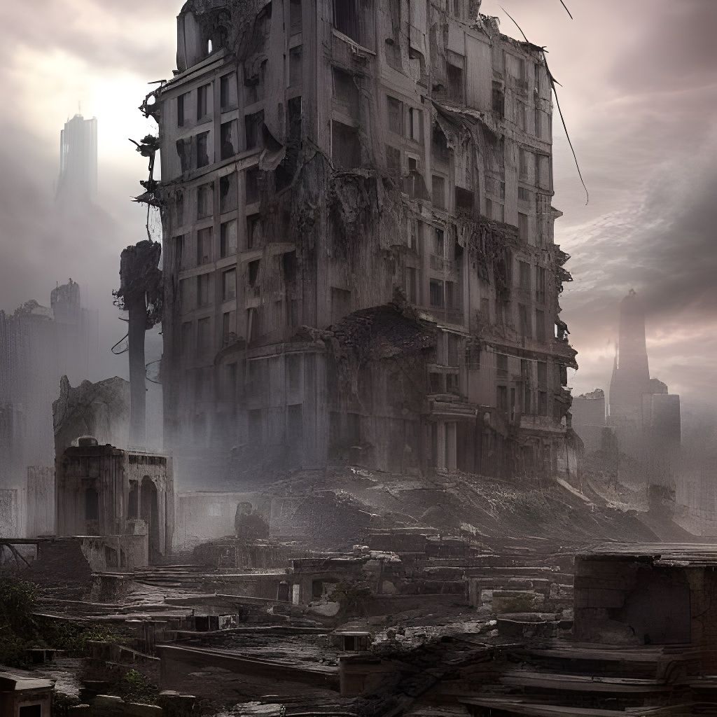 Post-Apocalyptic Abandoned City in Hyperrealism