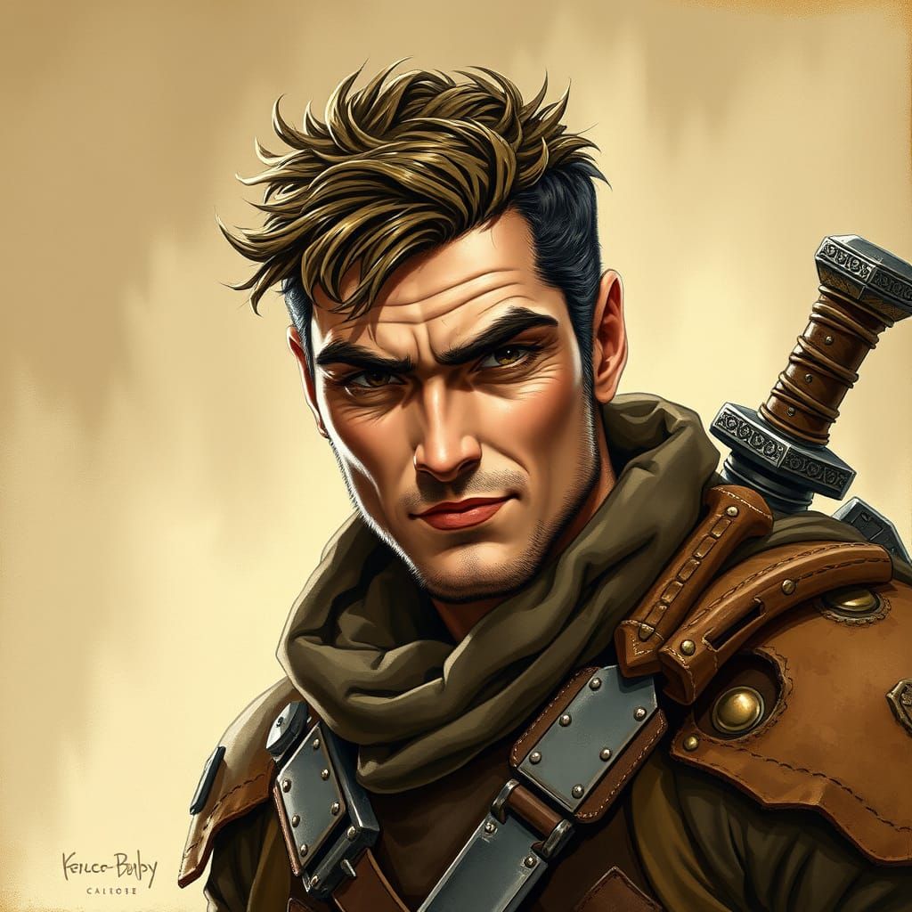 Confident Adventurer in Earthy Tones